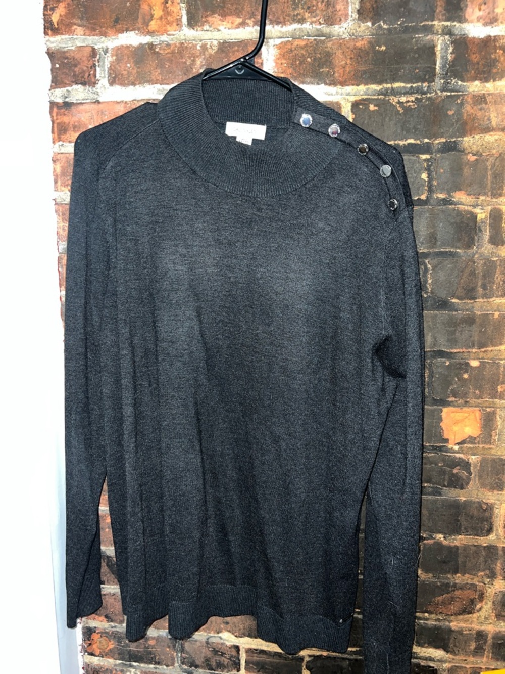 Calvin Klein Dark Charcoal Ribbed-Neck Sweater